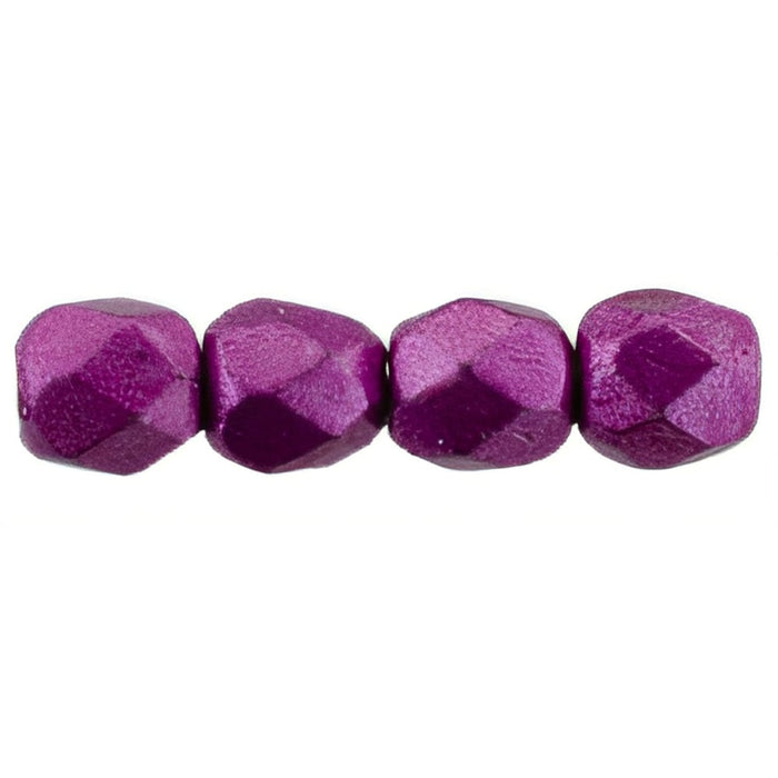 Czech Firepolish 2mm ColorTrends: Sueded Gold Fuchsia Red (50pcs)