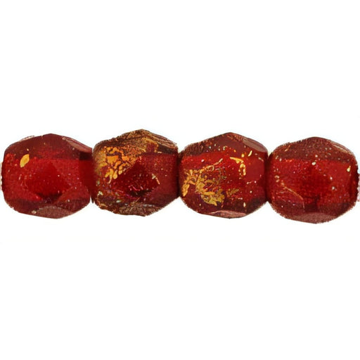 Czech Fire-Polish 3mm Gold Marbled - Siam Ruby (50pcs)
