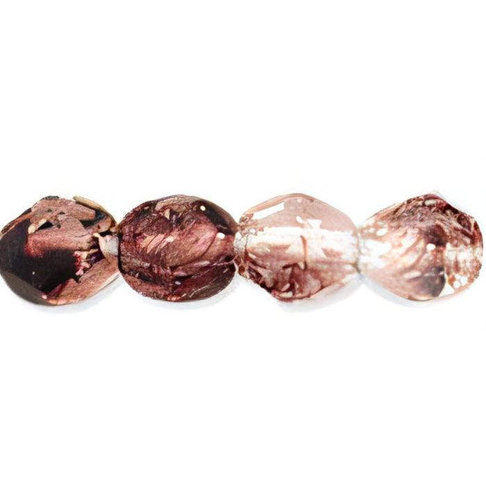 Czech Fire-Polish 4mm HurriCane Glass - Crystal/Amethyst (50pcs)