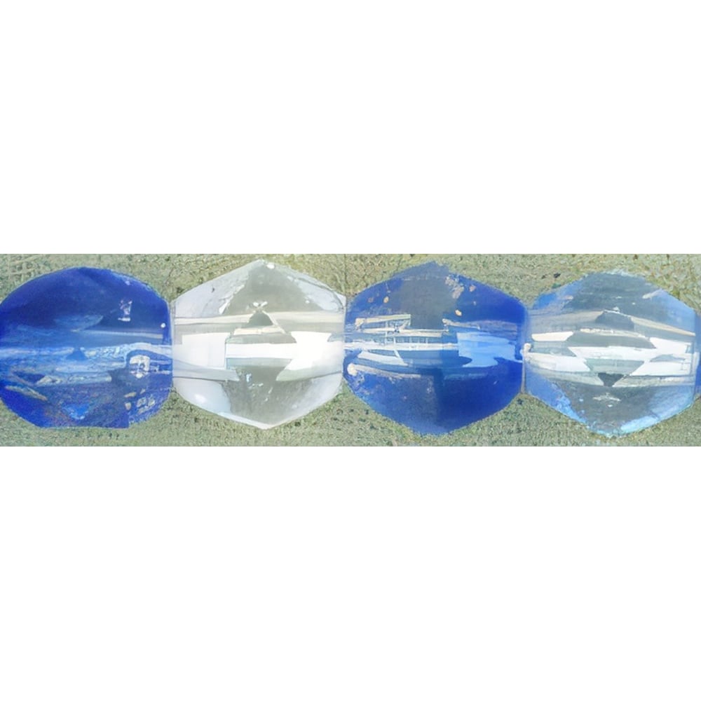 Czech Fire-Polish 4mm HurriCane Glass - Crystal/Cobalt/Sapphire (50pcs)