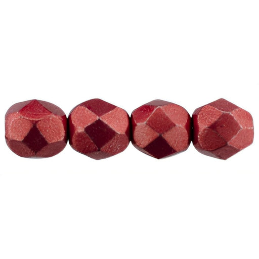 Czech Firepolish 6mm ColorTrends: Sueded Gold Samba Red (25pcs)