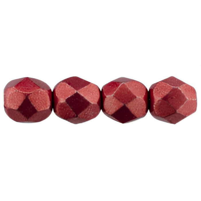 Czech Firepolish 6mm ColorTrends: Sueded Gold Samba Red (25pcs)