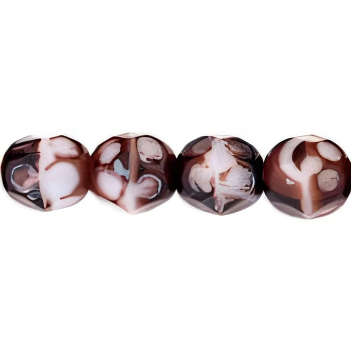 Czech Fire-Polish 6mm Brown/White (25pcs)