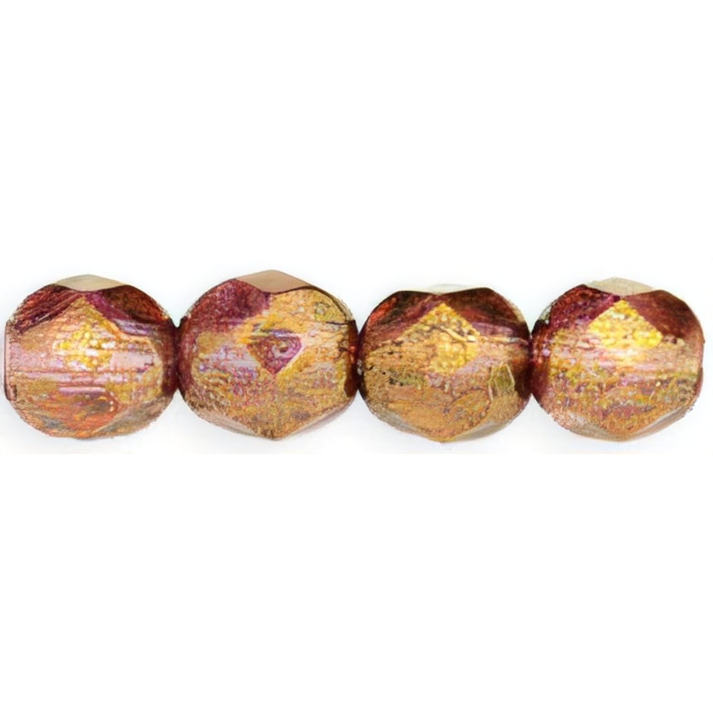 Czech Fire-Polish 6mm Luster - Transparent Gold/Smokey Topaz (25pcs)