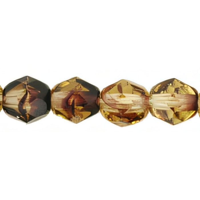 Czech Fire-Polish 6mm HurriCane Glass - Jonquil/Amethyst (25pcs)