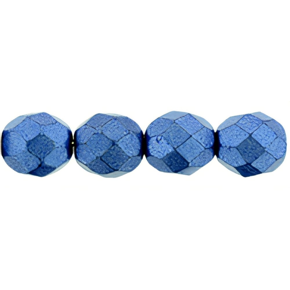 Czech Fire-Polish 8mm ColorTrends: Saturated Metallic Navy Peony (25pcs)