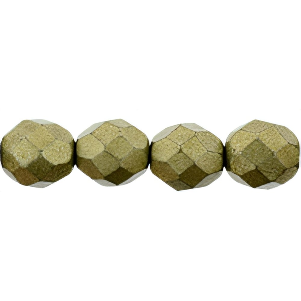 Czech Fire-Polish 8mm ColorTrends: Saturated Metallic Golden Lime (25pcs)