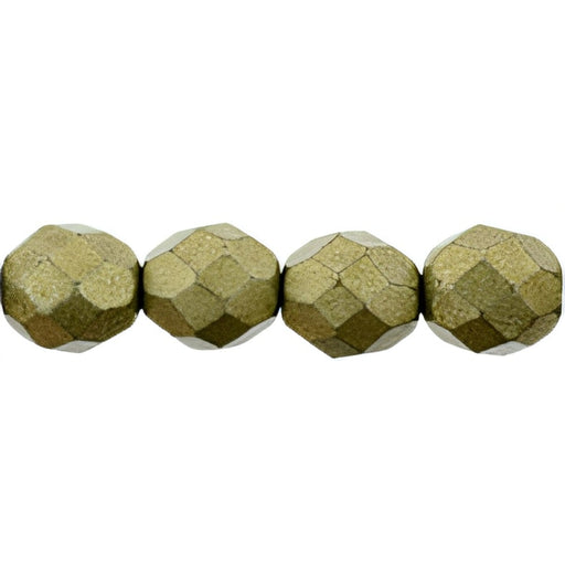 Czech Fire-Polish 8mm ColorTrends: Saturated Metallic Golden Lime (25pcs)