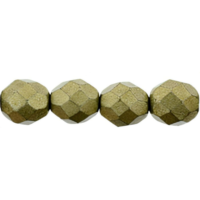 Czech Fire-Polish 8mm ColorTrends: Saturated Metallic Golden Lime (25pcs)