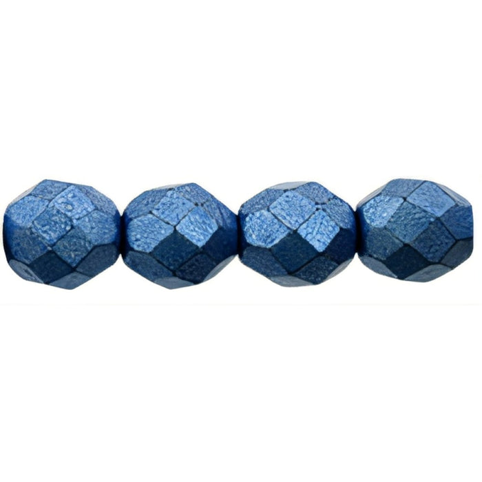 Czech Fire-Polish 8mm ColorTrends: Saturated Metallic Little Boy Blue (25pcs)