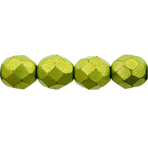 Czech Fire-Polish 8mm ColorTrends: Saturated Metallic Lime Punch (25pcs)