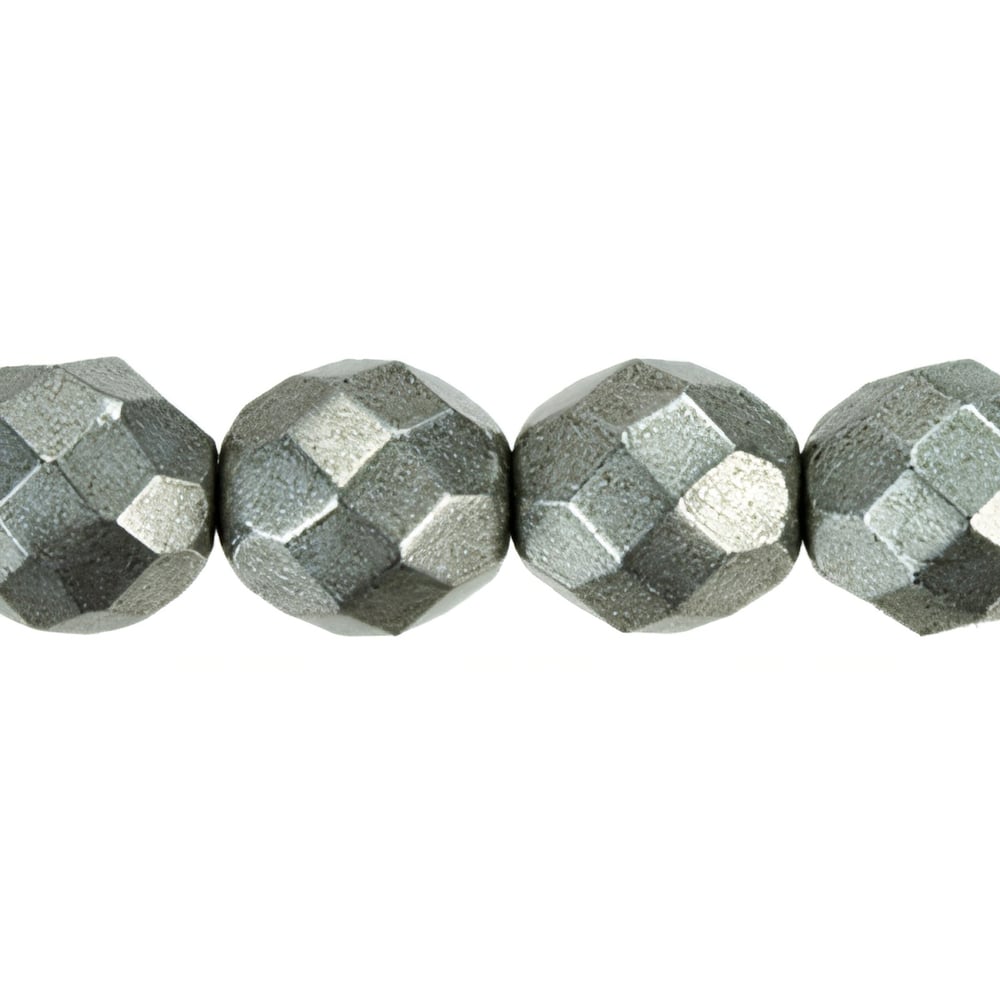 Czech Fire-Polish 8mm ColorTrends: Saturated Metallic Frost Gray (25pcs)