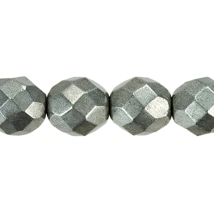 Czech Fire-Polish 8mm ColorTrends: Saturated Metallic Frost Gray (25pcs)