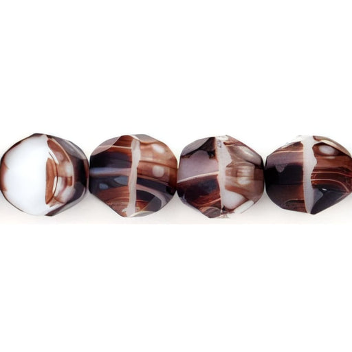 Czech Fire-Polish 8mm Opaque Brown/White (25pcs)