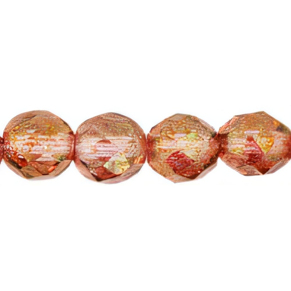 Czech Fire-Polish 8mm Luster - Transparent Topaz/Pink (25pcs)