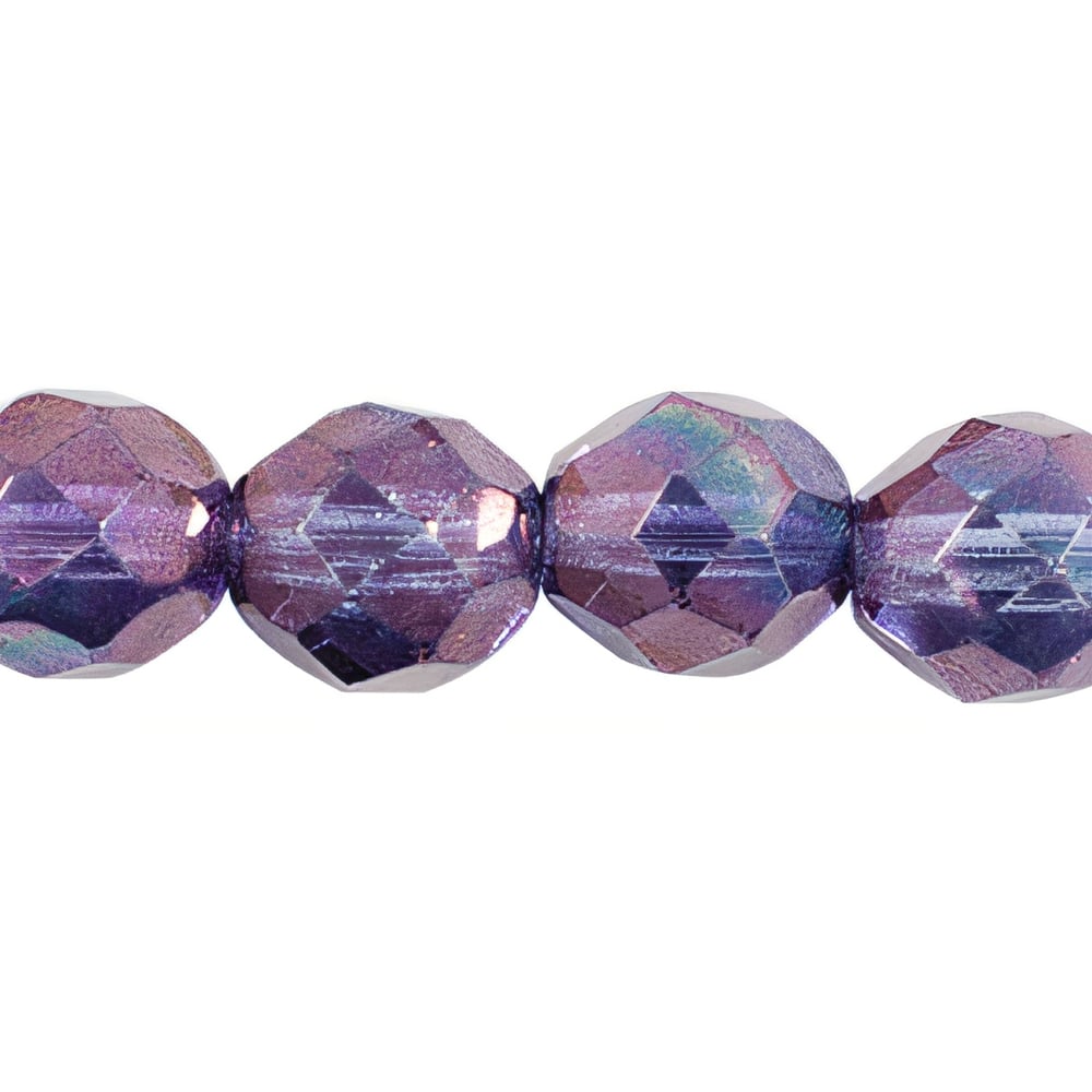 Czech Fire-Polish 8mm Luster - Transparent Denim Blue (25pcs)