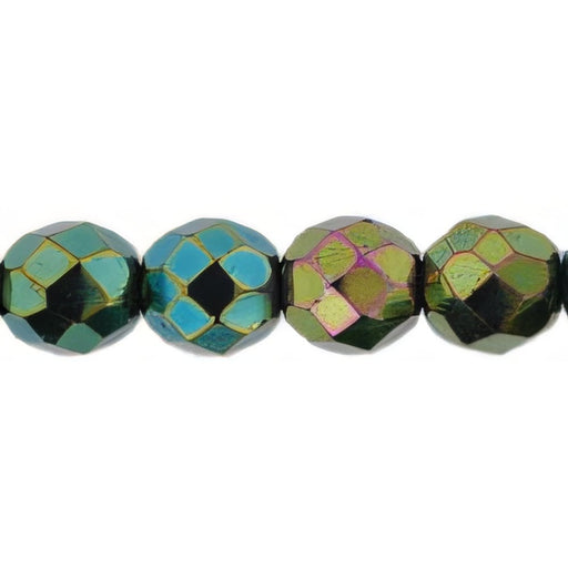 Czech Fire-Polish 8mm Iris - Green (25pcs)
