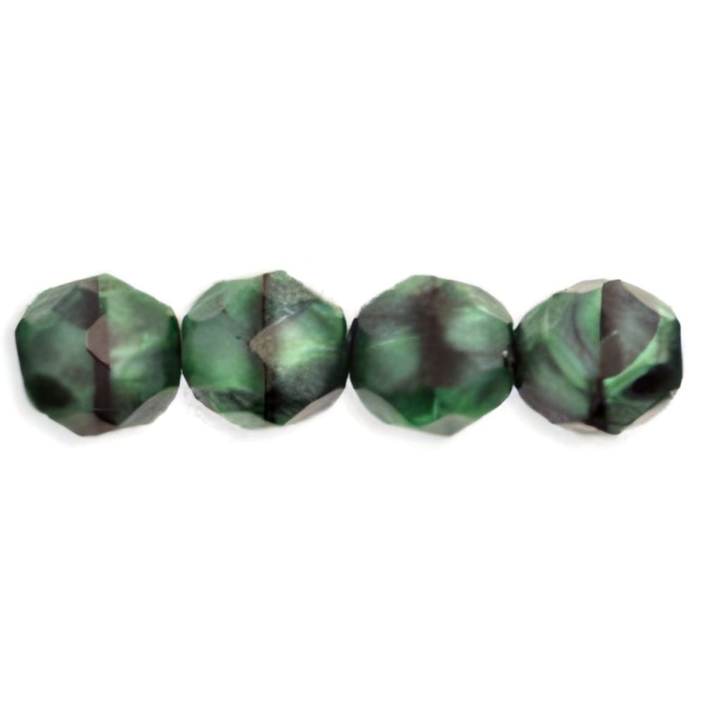 Czech Fire-Polish 8mm Green W/Black (25pcs)
