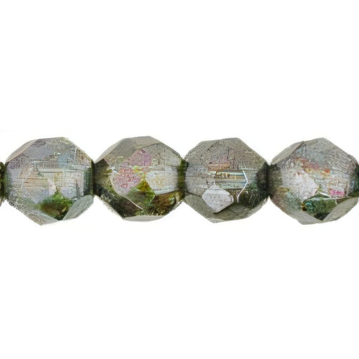 Czech Fire-Polish 8mm Luster - Transparent Green (25pcs)