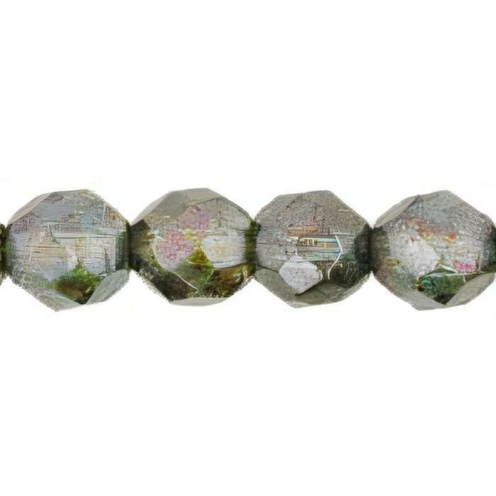 Czech Fire-Polish 8mm Luster - Transparent Green (25pcs)