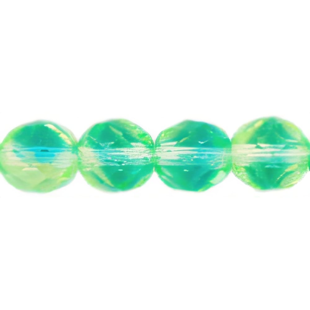 Czech Fire-Polish 8mm Green/Blue (25pcs)