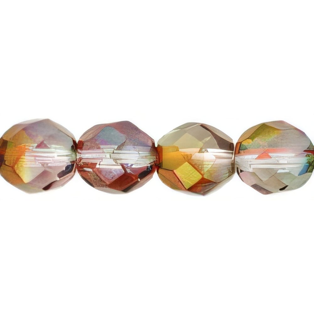 Czech Fire-Polish 8mm Luster - Pink/Crystal (25pcs)