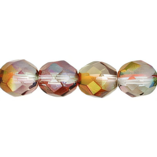 Czech Fire-Polish 8mm Luster - Pink/Crystal (25pcs)