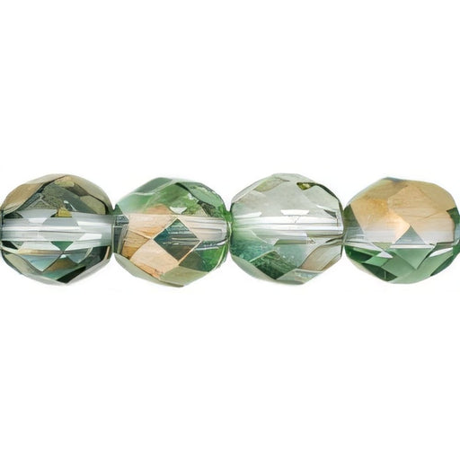 Czech Fire-Polish 8mm Luster - Green/Crystal (25pcs)