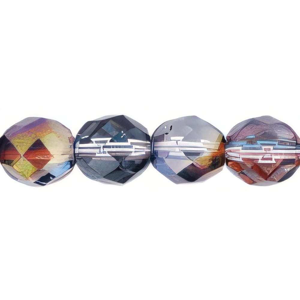 Czech Fire-Polish 8mm Luster - Amethyst/Blue/Crystal (25pcs)