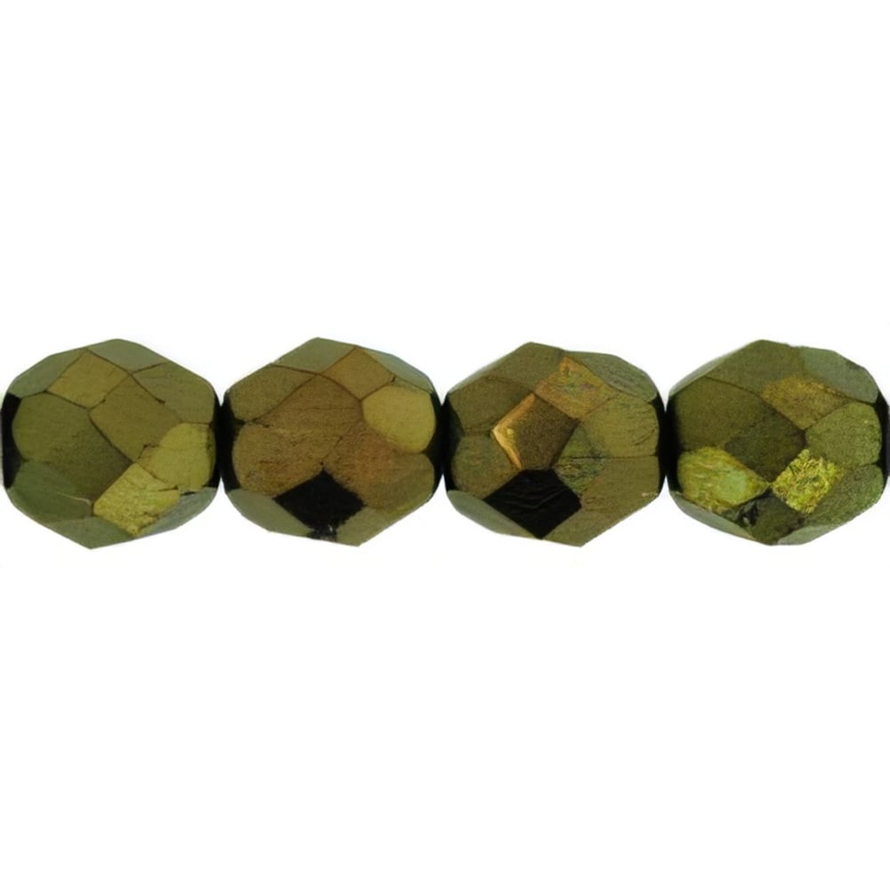 Czech Fire-Polish 8mm Metallic Green (25pcs)