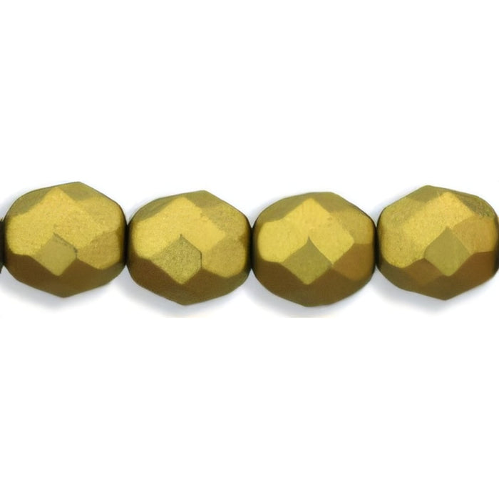 Czech Fire-Polish 8mm Matte - Metallic Aztec Gold (25pcs)