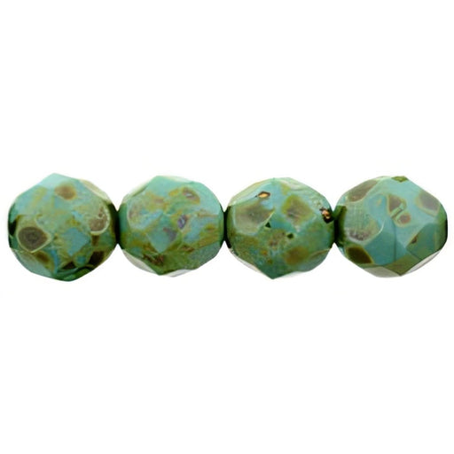 Czech Fire-Polish 8mm Opaque Turquoise - Picasso (25pcs)