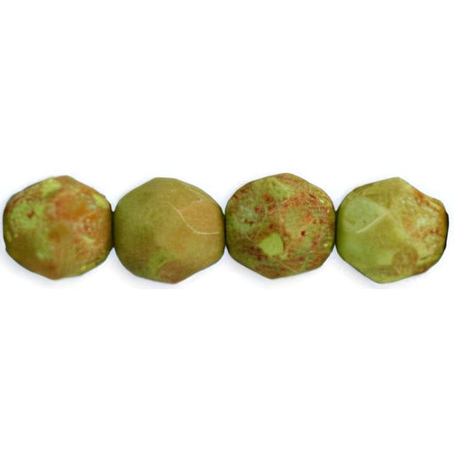 Czech Fire-Polish 8mm Opaque Pea Green - Stone Picasso (25pcs)