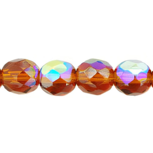 Czech Firepolish 8mm Dk Topaz AB (25pcs)