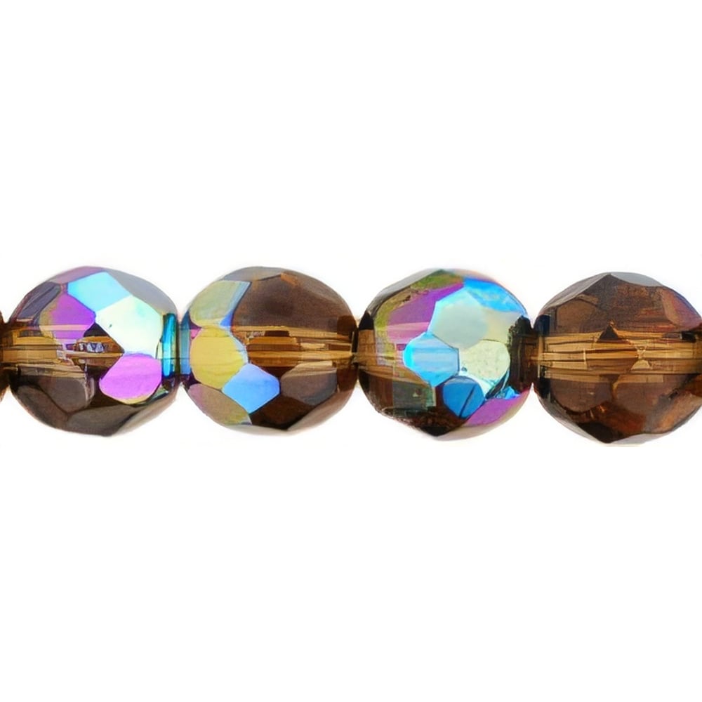 Czech Firepolish 8mm Smoky Topaz AB (25pcs)