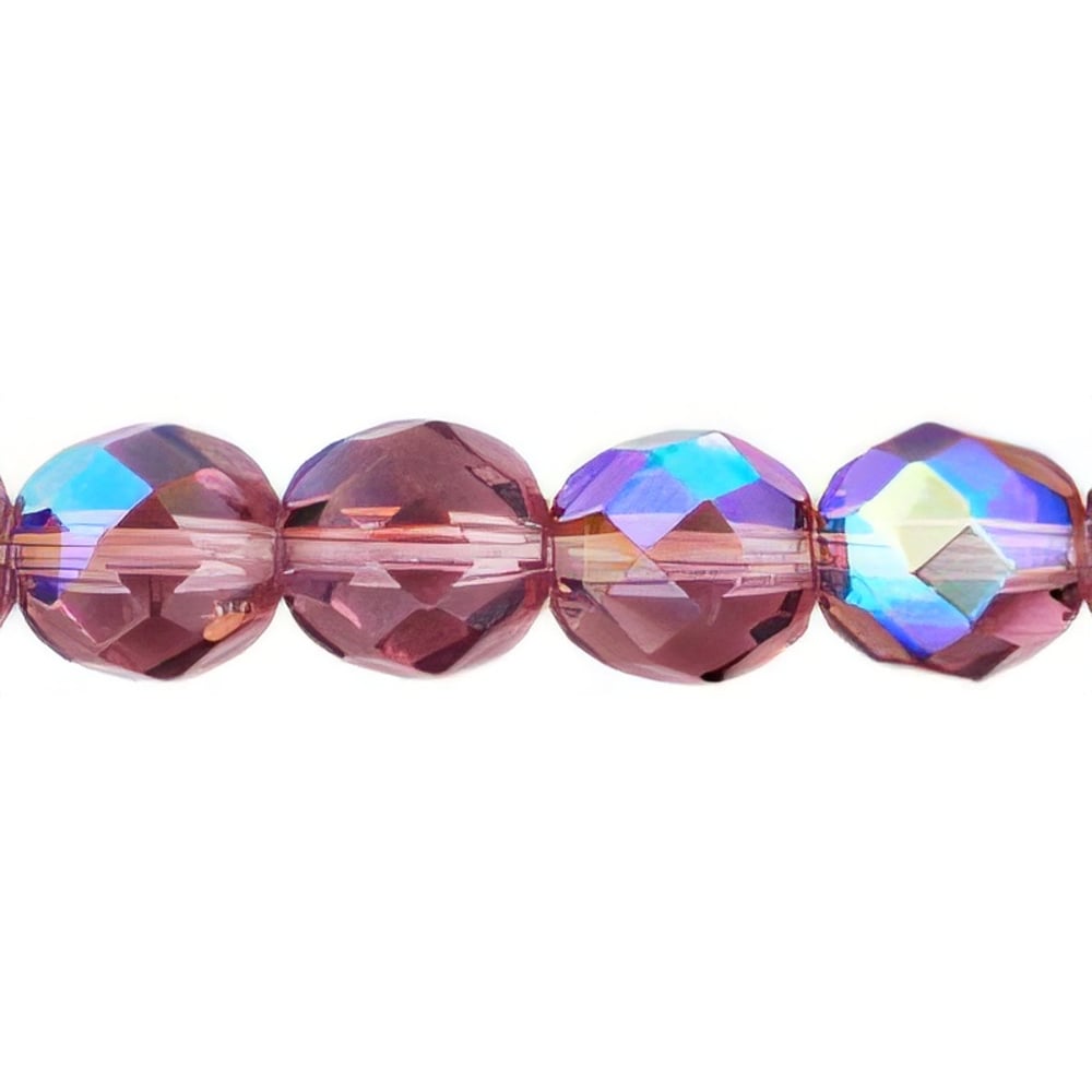 Czech Firepolish 8mm Med Amethyst AB (25pcs)