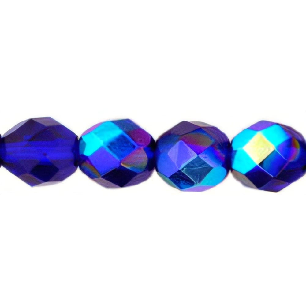 Czech Firepolish 8mm Cobalt AB (25pcs)