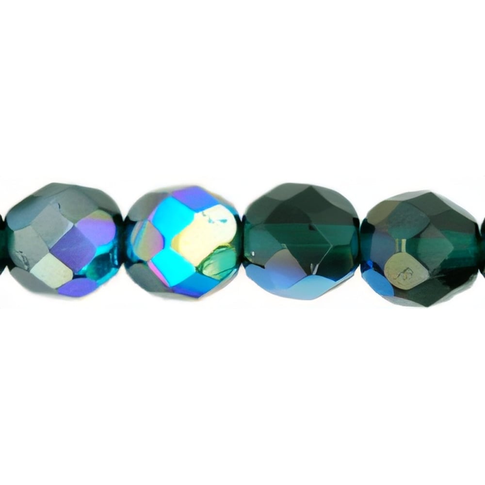 Czech Firepolish 8mm Emerald AB (25pcs)