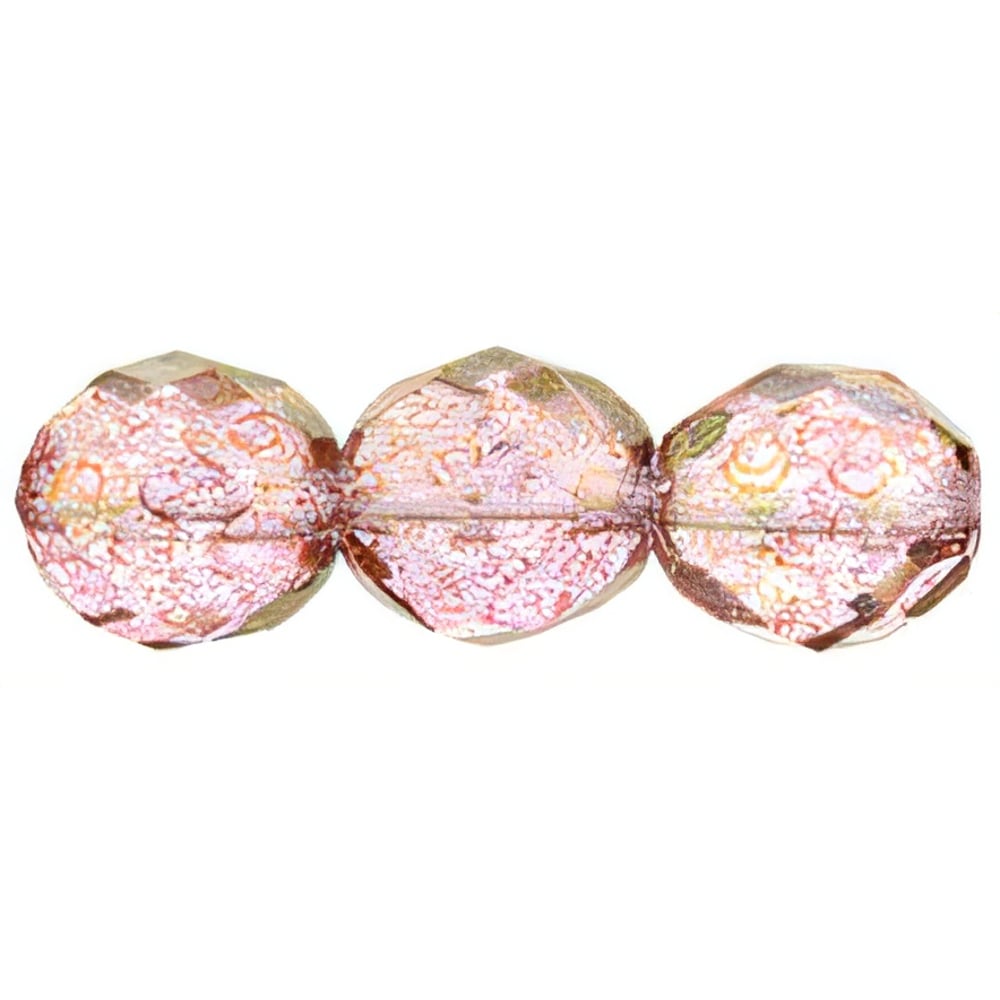 Czech Fire-Polish 10mm Luster - Transparent Topaz/Pink (25pcs)