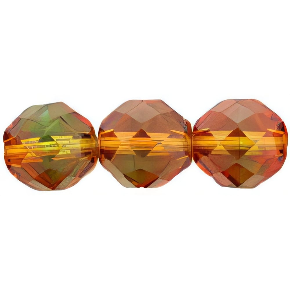 Czech Fire-Polish 10mm Topaz/Green (25pcs)