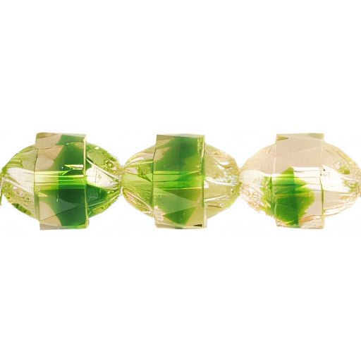 Czech Antique Style Faceted 10 x 8mm - Oval Crystal/Green (25pcs)