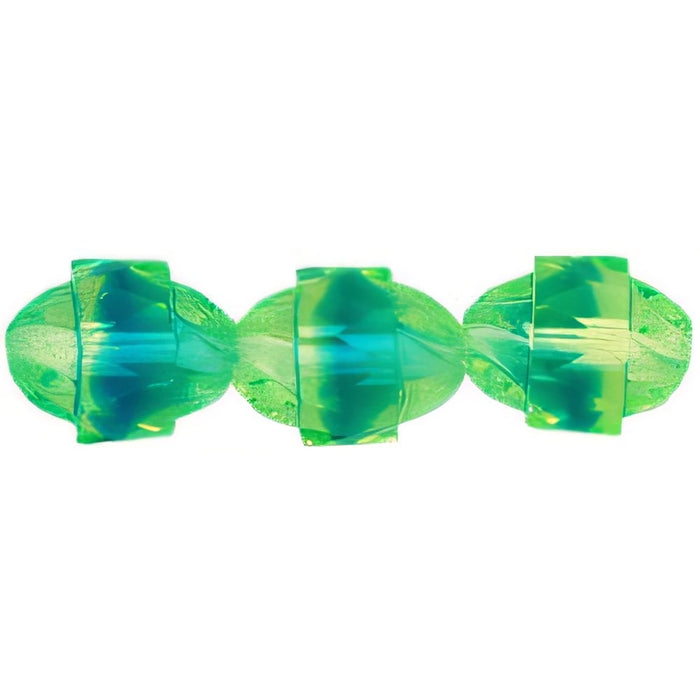 Czech Antique Style Faceted 10 x 8mm - Oval Green/Blue (25pcs)