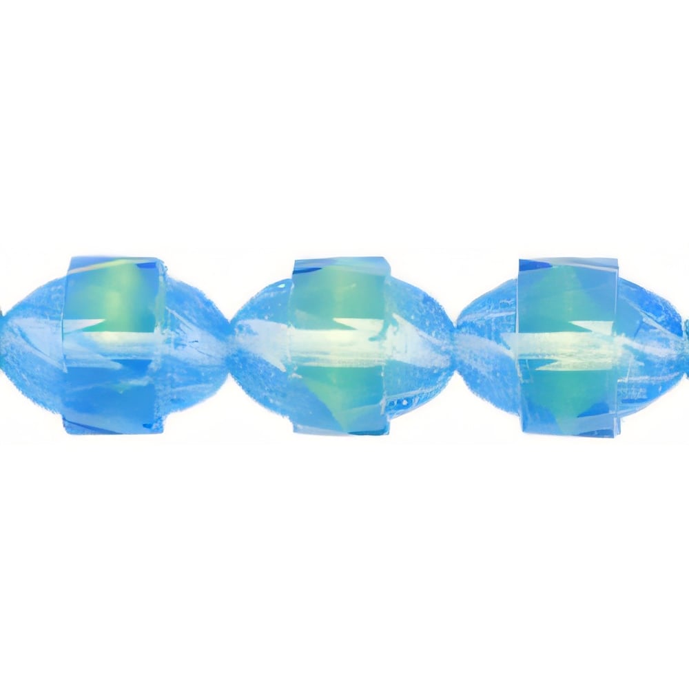 Czech Antique Style Faceted 10 x 8mm - Oval Blue/Lt Green (25pcs)