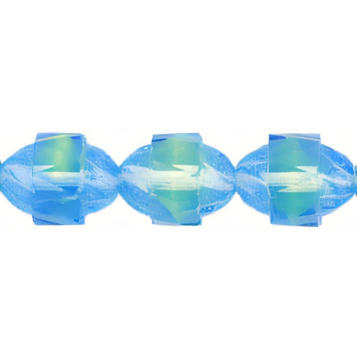 Czech Antique Style Faceted 10 x 8mm - Oval Blue/Lt Green (25pcs)