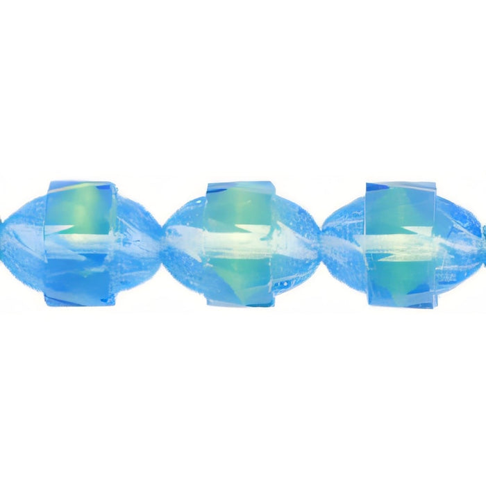 Czech Antique Style Faceted 10 x 8mm - Oval Blue/Lt Green (25pcs)