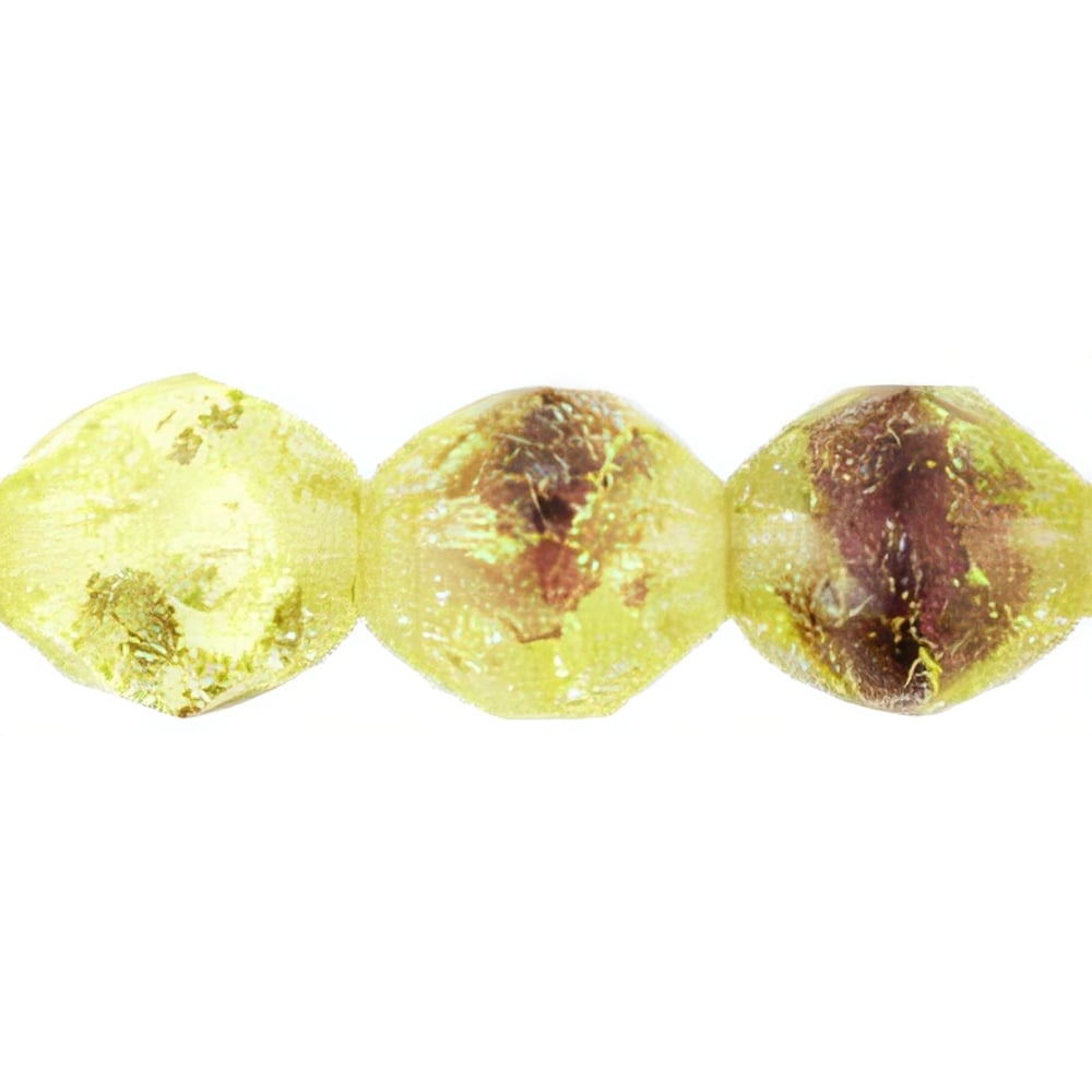 Czech Crackle Firepolish 10mm Olivine/Amethyst (25pcs)