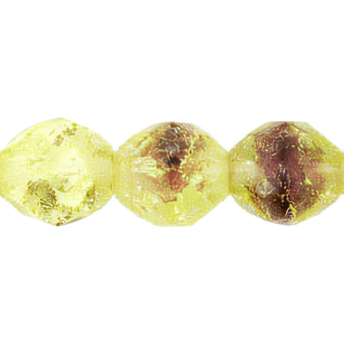 Czech Crackle Firepolish 10mm Olivine/Amethyst (25pcs)