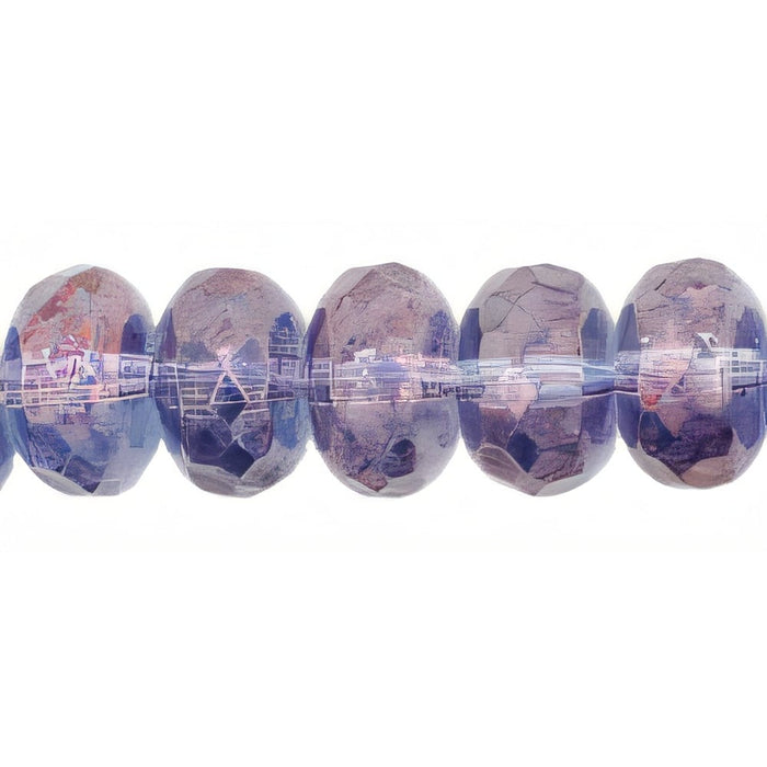 Czech Gem-Cut Rondelle 11 x 7mmmm Luster - Transparent Denim Blue (25pcs)