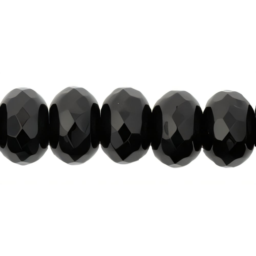 Czech Gem-Cut Rondelle 11 x 7mmmm Jet (25pcs)