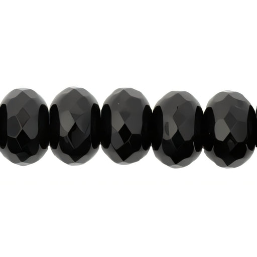 Czech Gem-Cut Rondelle 11 x 7mmmm Jet (25pcs)